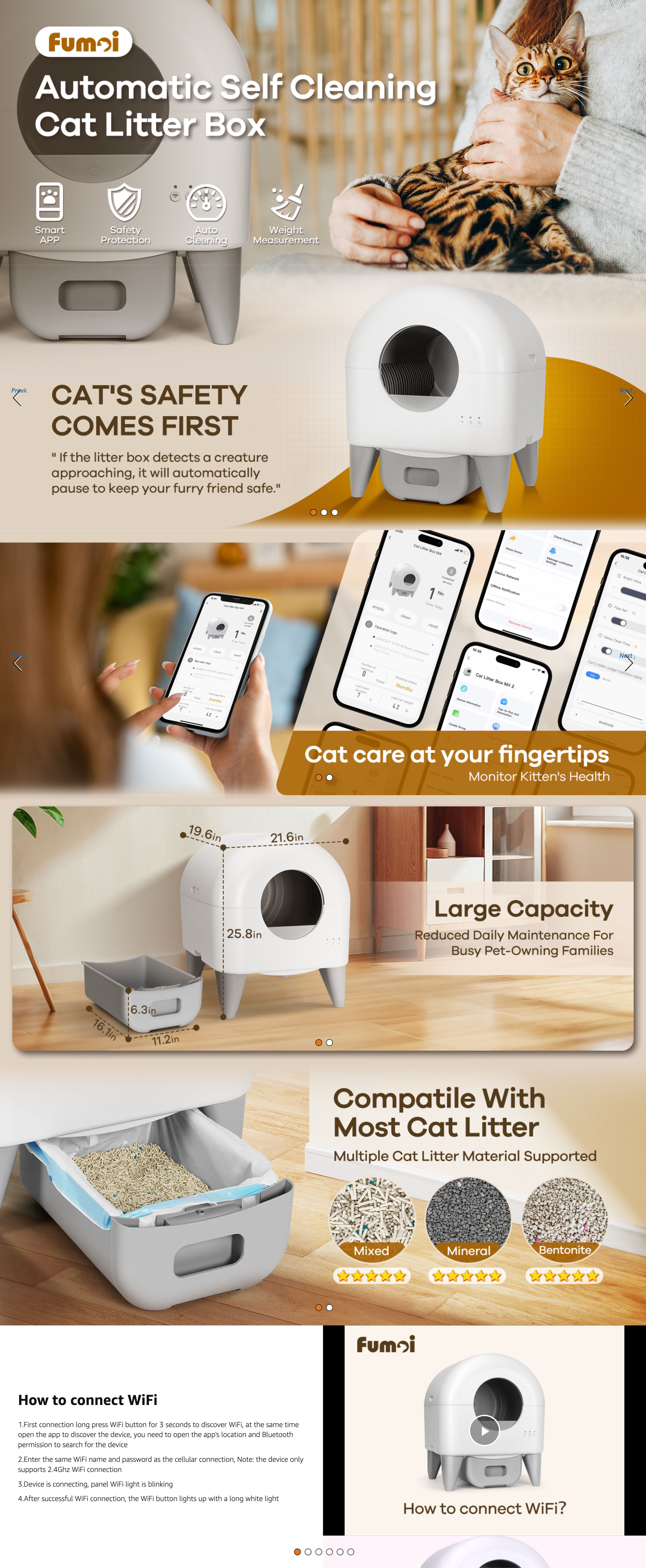 Premium A+ Content for Amazon.com: Self Cleaning Litter Box