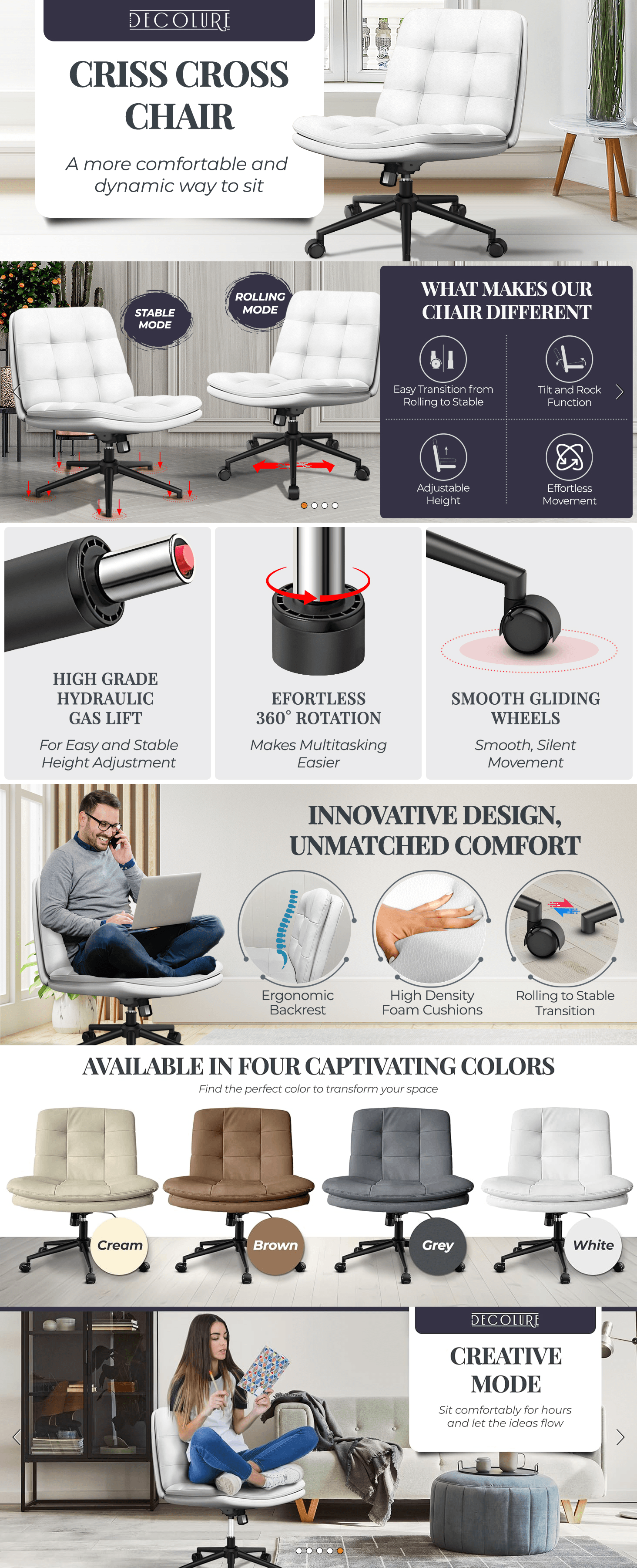 Premium A+ Content for Amazon.com: Criss Cross Desk Chair for Cross Legged Sitting