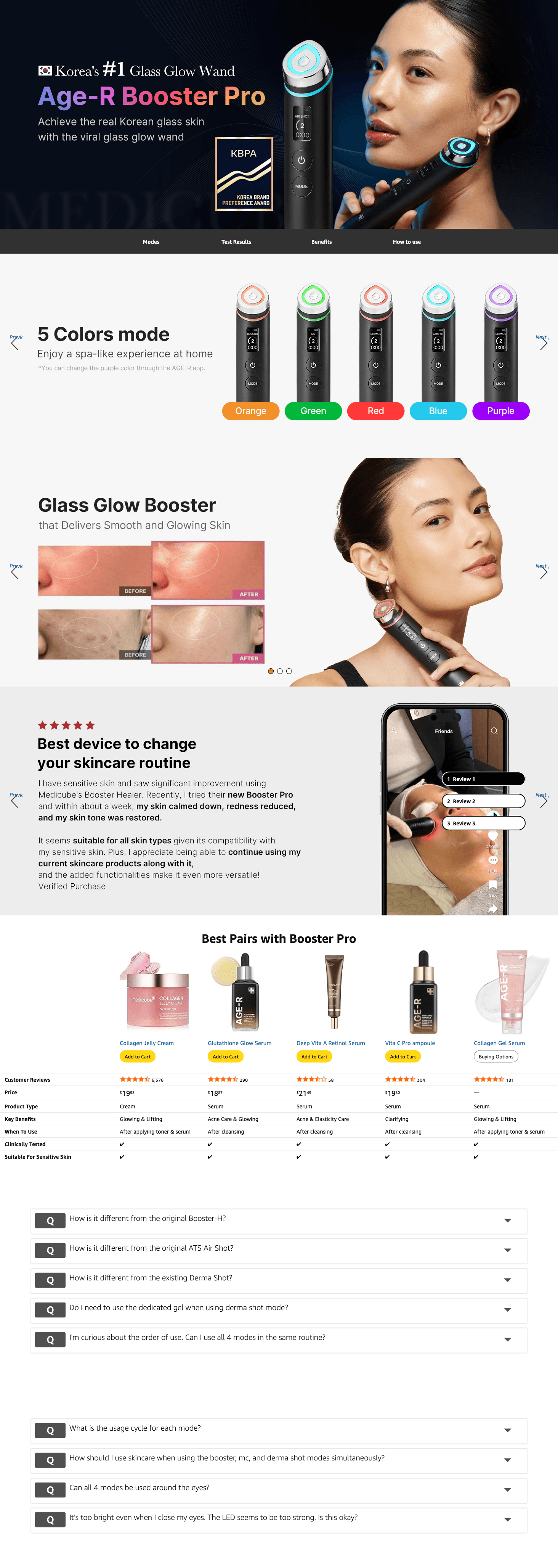 Premium A+ Content for Amazon.com: medicube Age-R Booster Pro