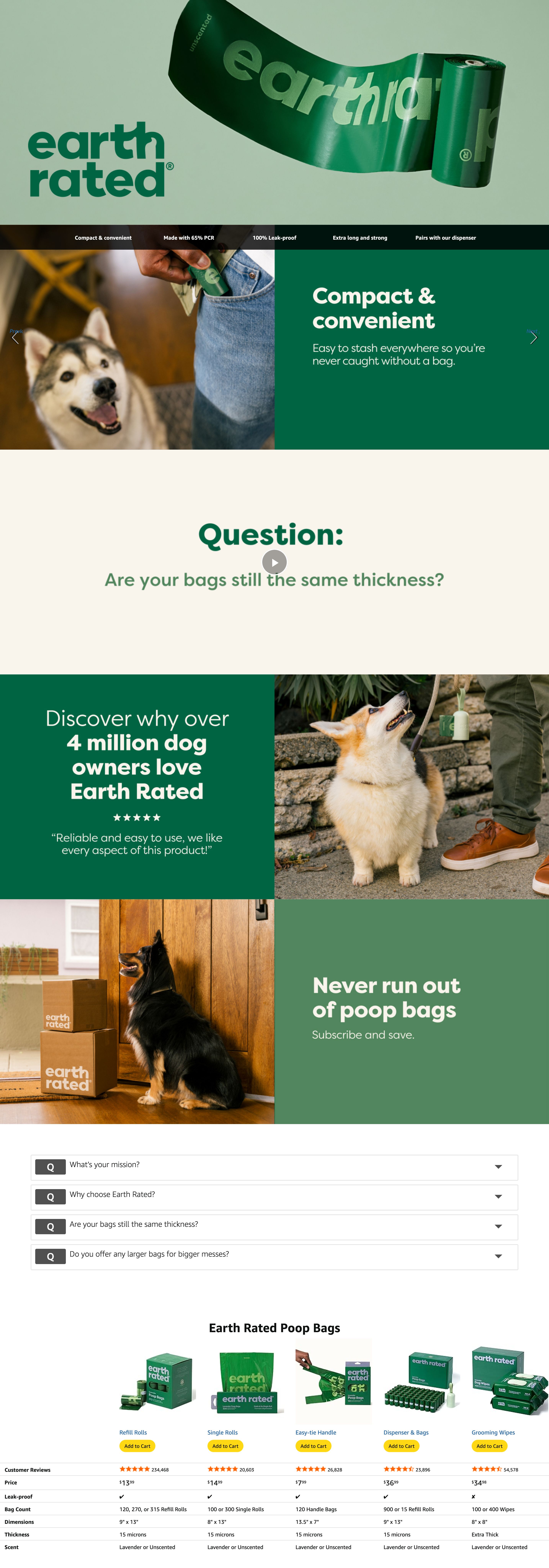 Premium A+ Content for Amazon.com : Earth Rated Poop Bags for Dogs