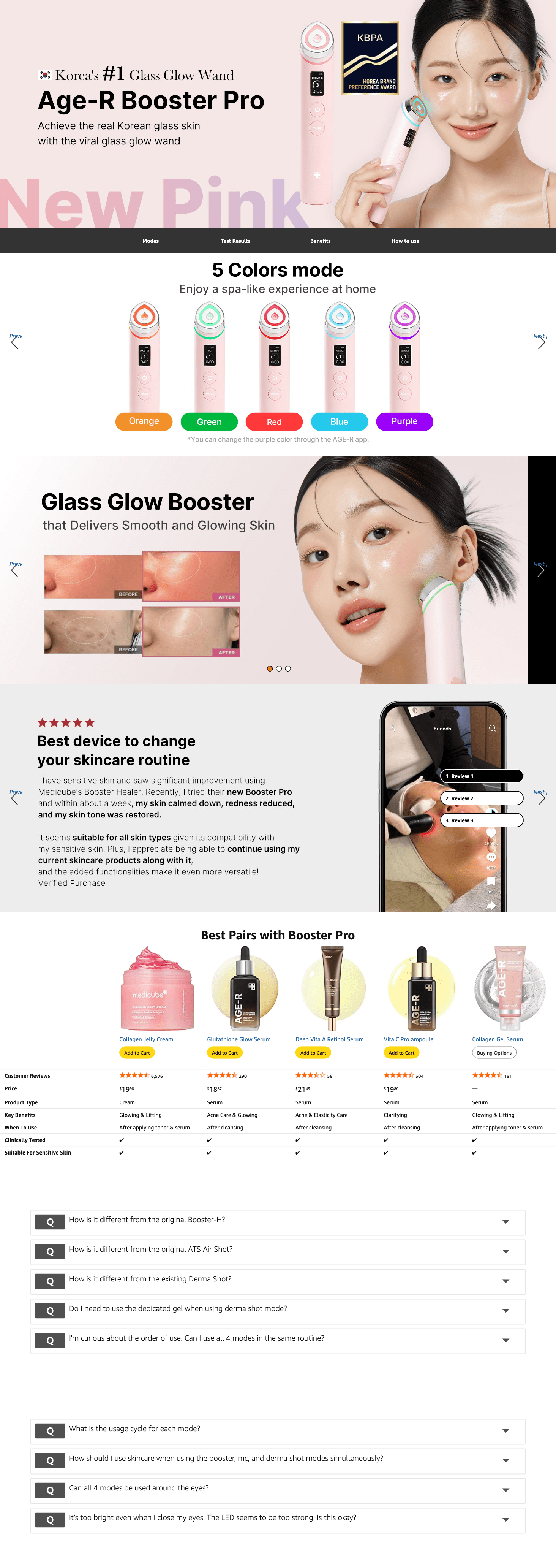Premium A+ Content for Amazon.com: medicube Age-R Booster Pro Pink