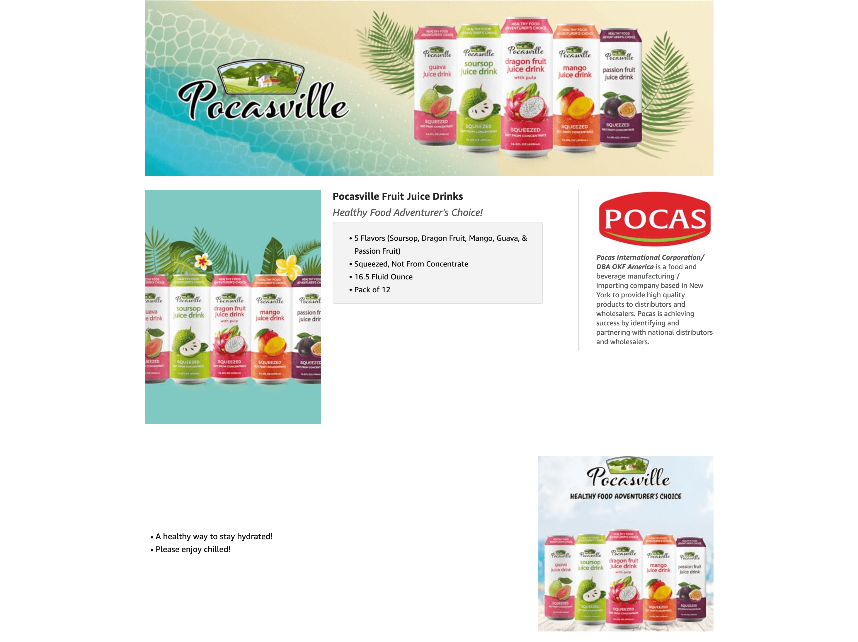 Premium A+ Content for Amazon.com : Pocasville Fruit Juices 16.5 Fluid Ounce (Pack of 12) (Dragon Fruit) :…