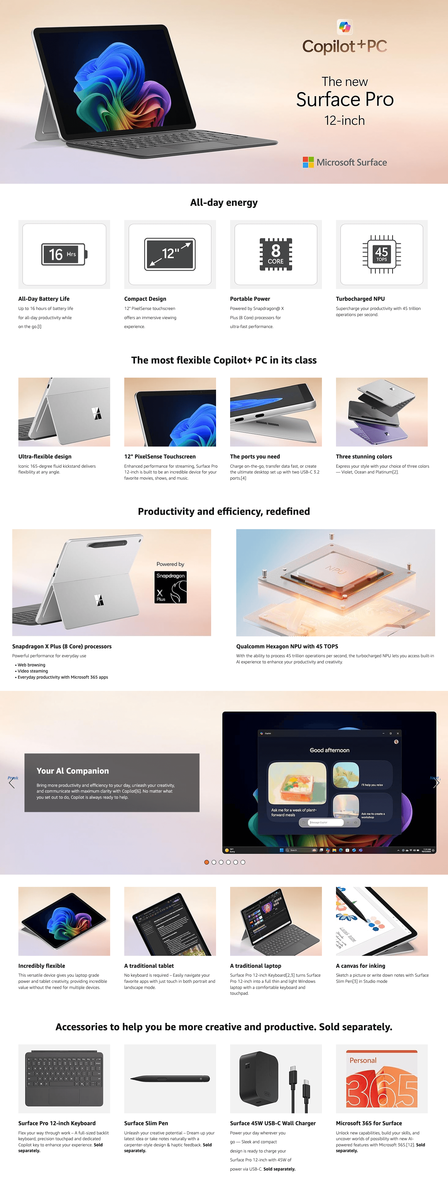 Premium A+ Content for Amazon.com: Microsoft Surface Pro 2-in-1 Laptop/Tablet (2025)