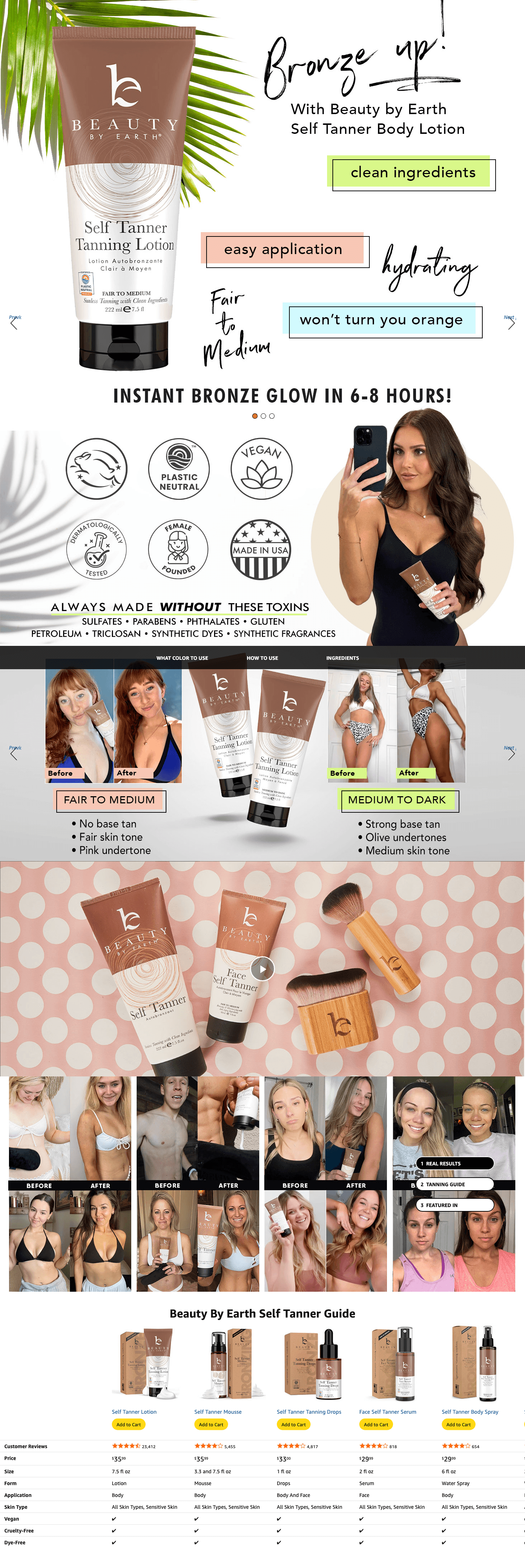 Premium A+ Content for Amazon.com: Tanning Lotion Self Tanner