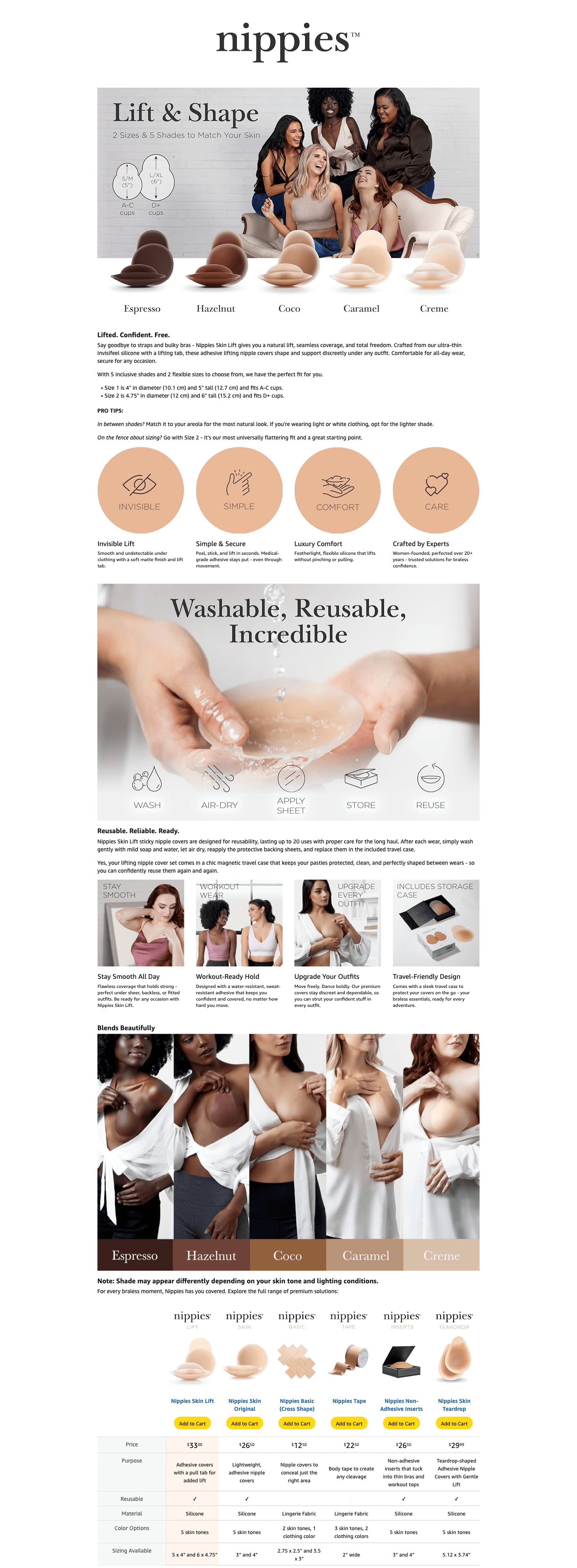 Premium A+ Content for Nippies Nipple Covers for Women