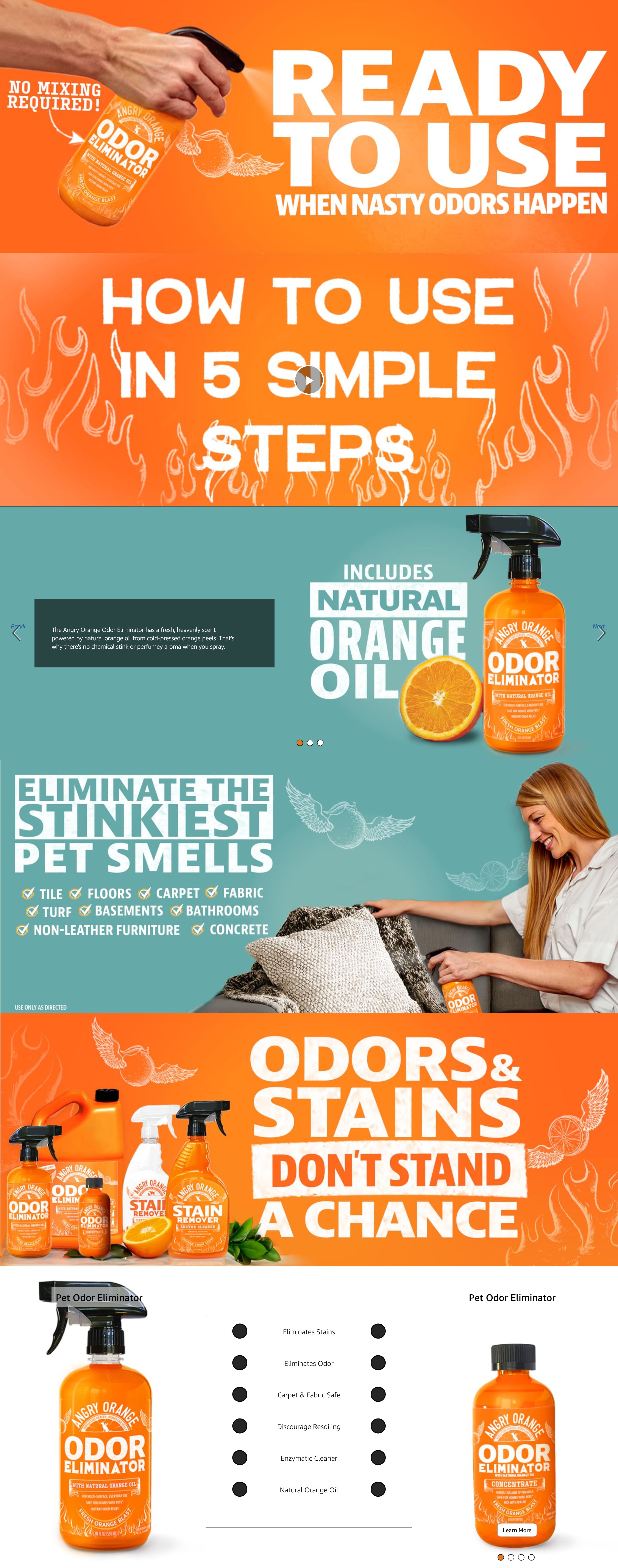 Premium A+ Content for Amazon.com: ANGRY ORANGE Pet Odor Eliminator for Dog and Cat Urine
