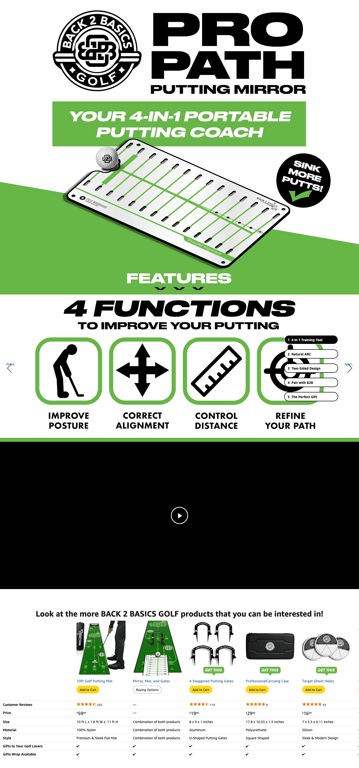 Premium A+ Content for Amazon.com : Golf Putting Mirror