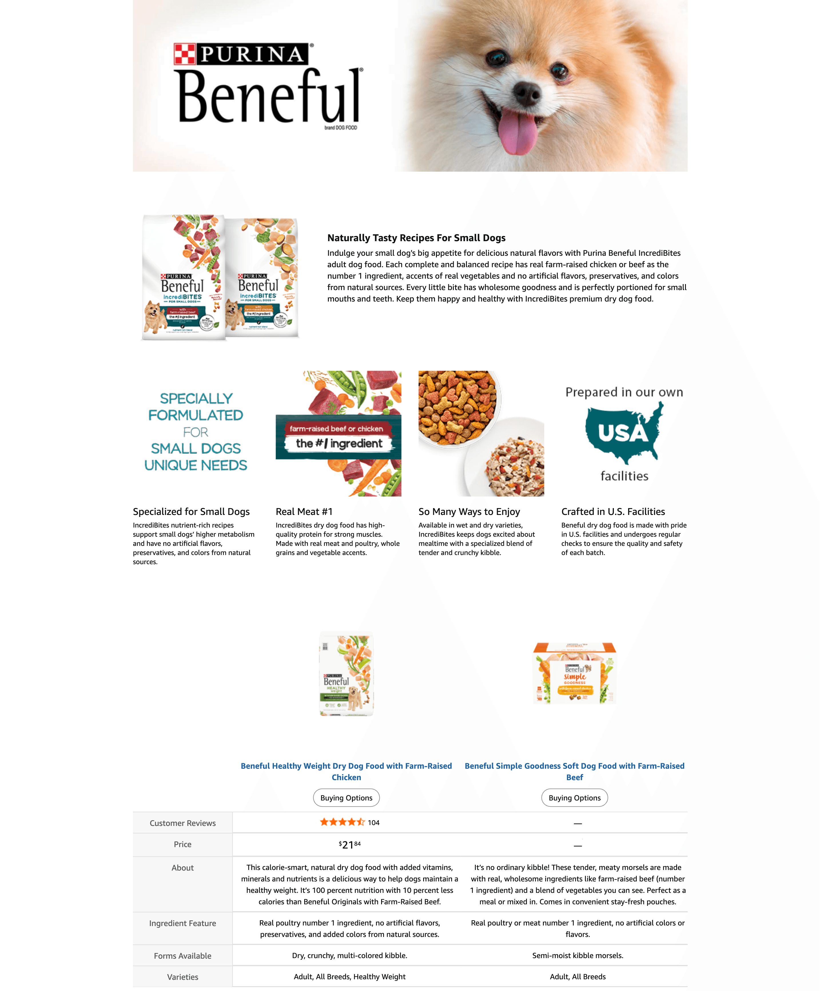 Premium A+ Content for Amazon.com: Purina Beneful Small Breed Wet Dog Food Variety Pack