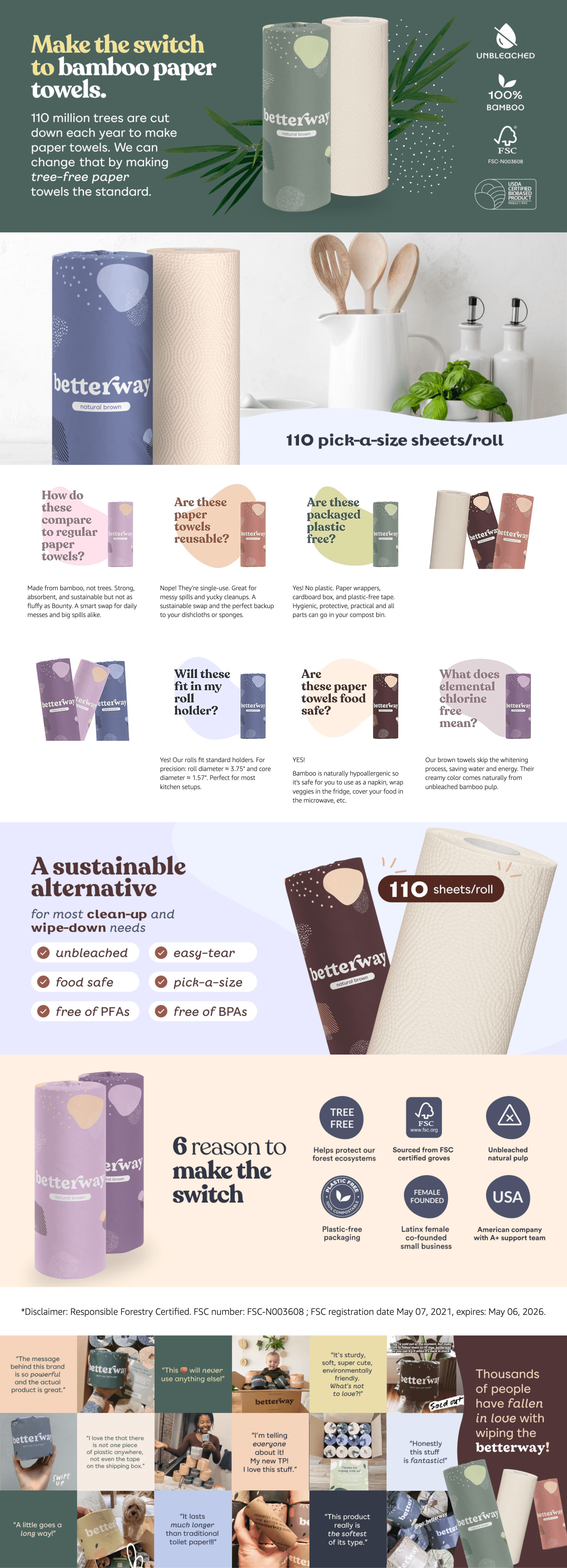 Premium A+ Content for Amazon.com: Betterway Bamboo Natural Brown Paper Towels