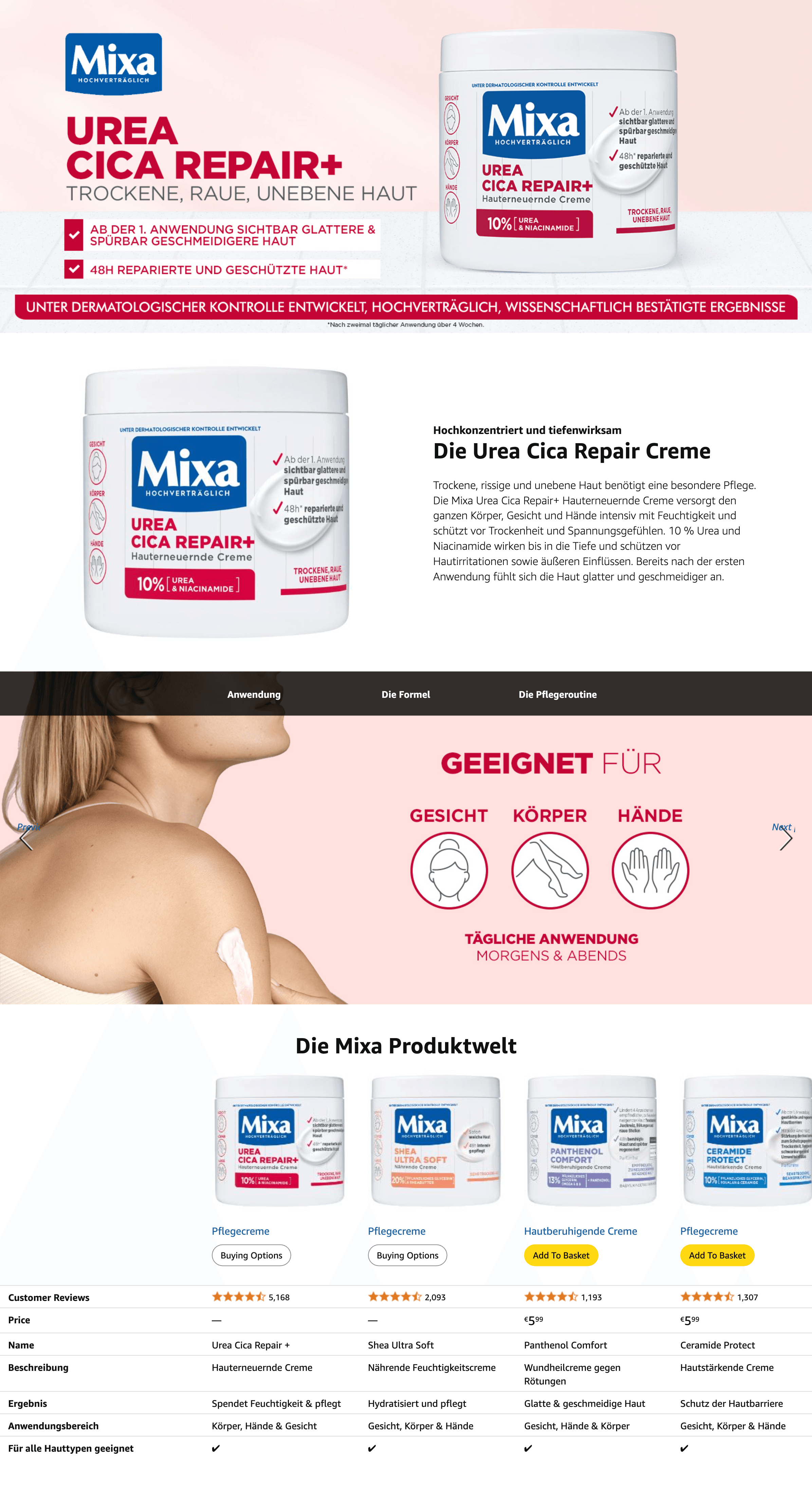 Premium A+ Content for Mixa Urea Skin Renewing Cream with Urea & Niacinamide for Dry and Rough and Uneven Skin