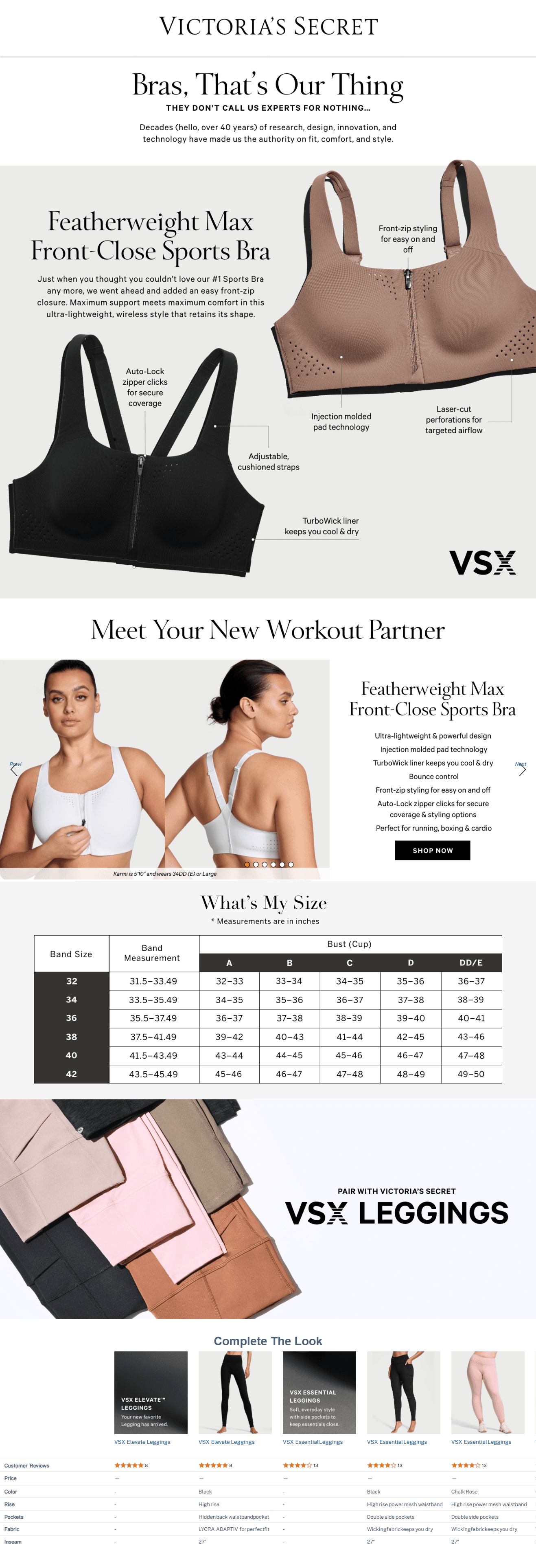 Premium A+ Content for Victoria's Secret Women's VSX Featherweight Max Front Close Sports Bra