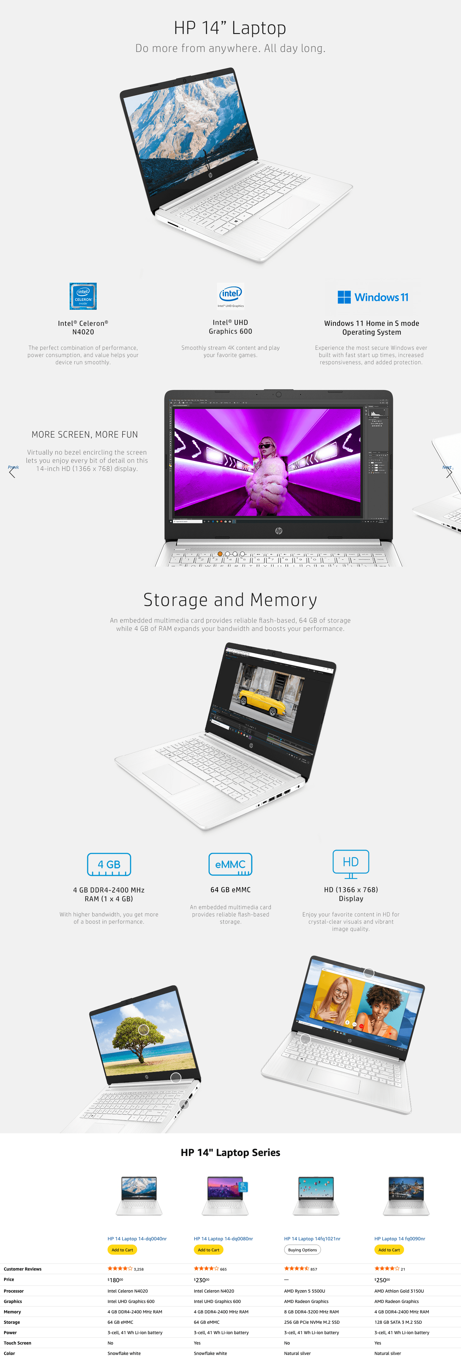 Premium A+ Content for Amazon.com: HP 14 Laptop