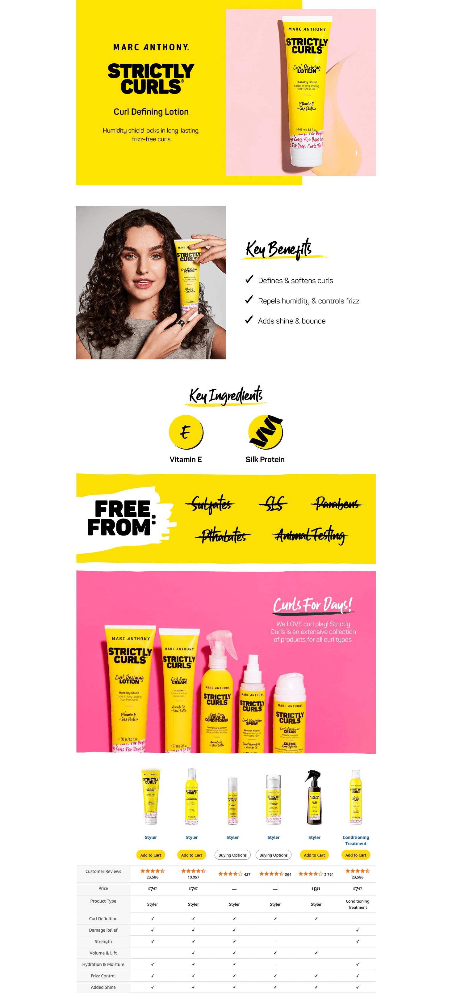 Premium A+ Content for Amazon.com: Marc Anthony Strictly Curls Curl Defining Styling Lotion