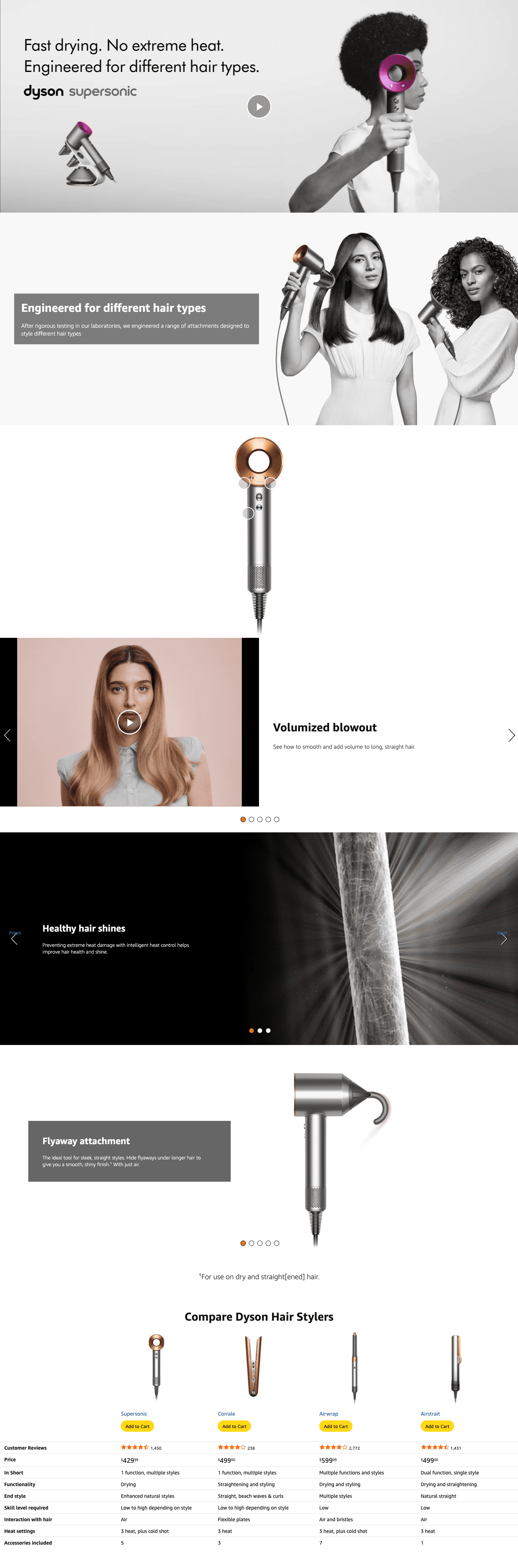 Premium A+ Content for Amazon.com: Dyson Supersonic™ Hair Dryer