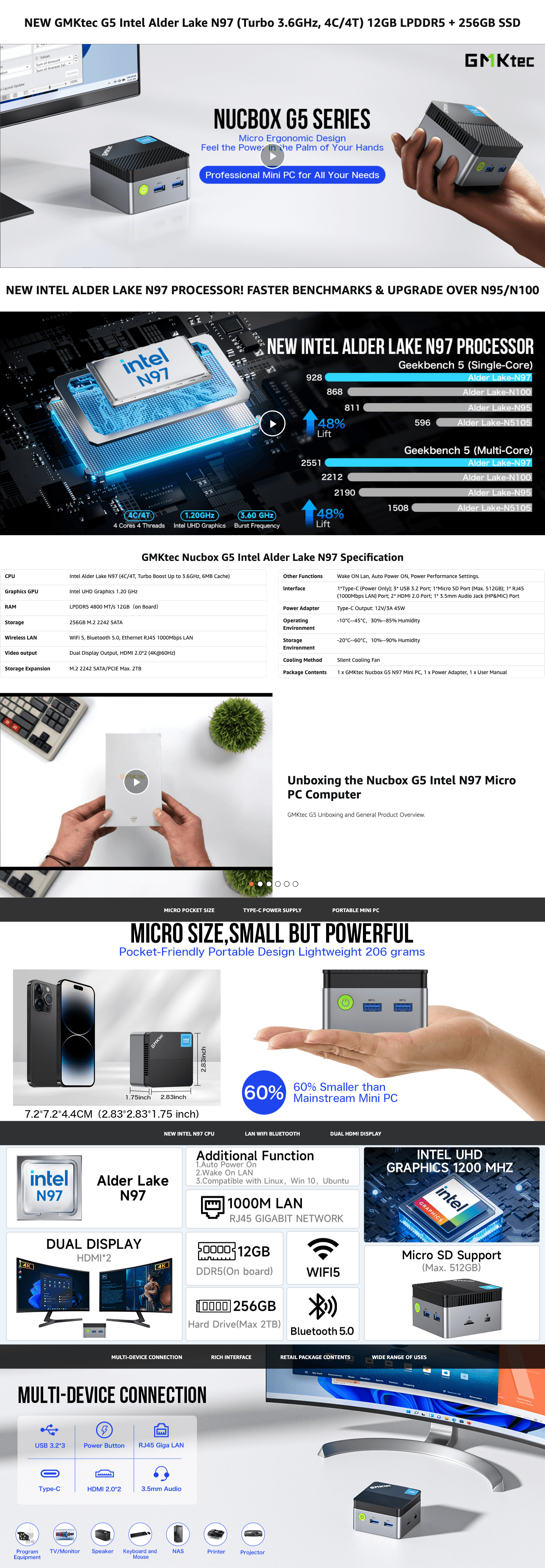 Premium A+ Content for Amazon.com: GMKtec Mini PC N97 Preinstalled Windows 11 Pro
