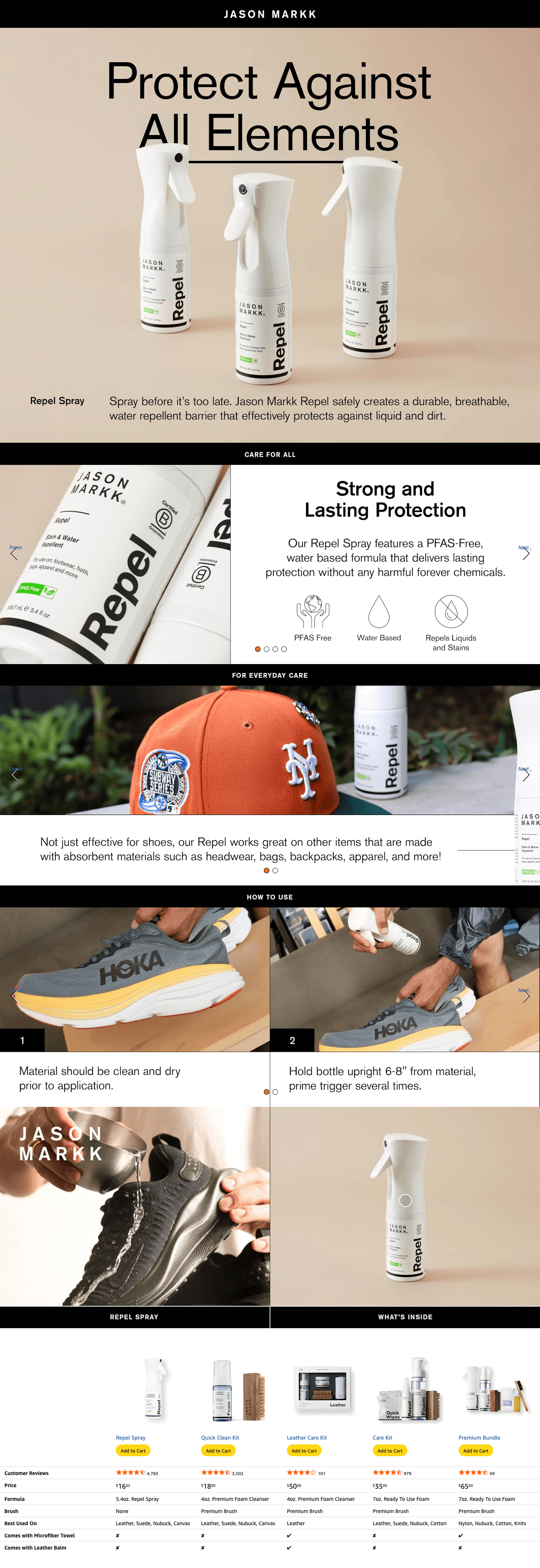 Premium A+ Content for Amazon.com: Jason Markk Repel Spray
