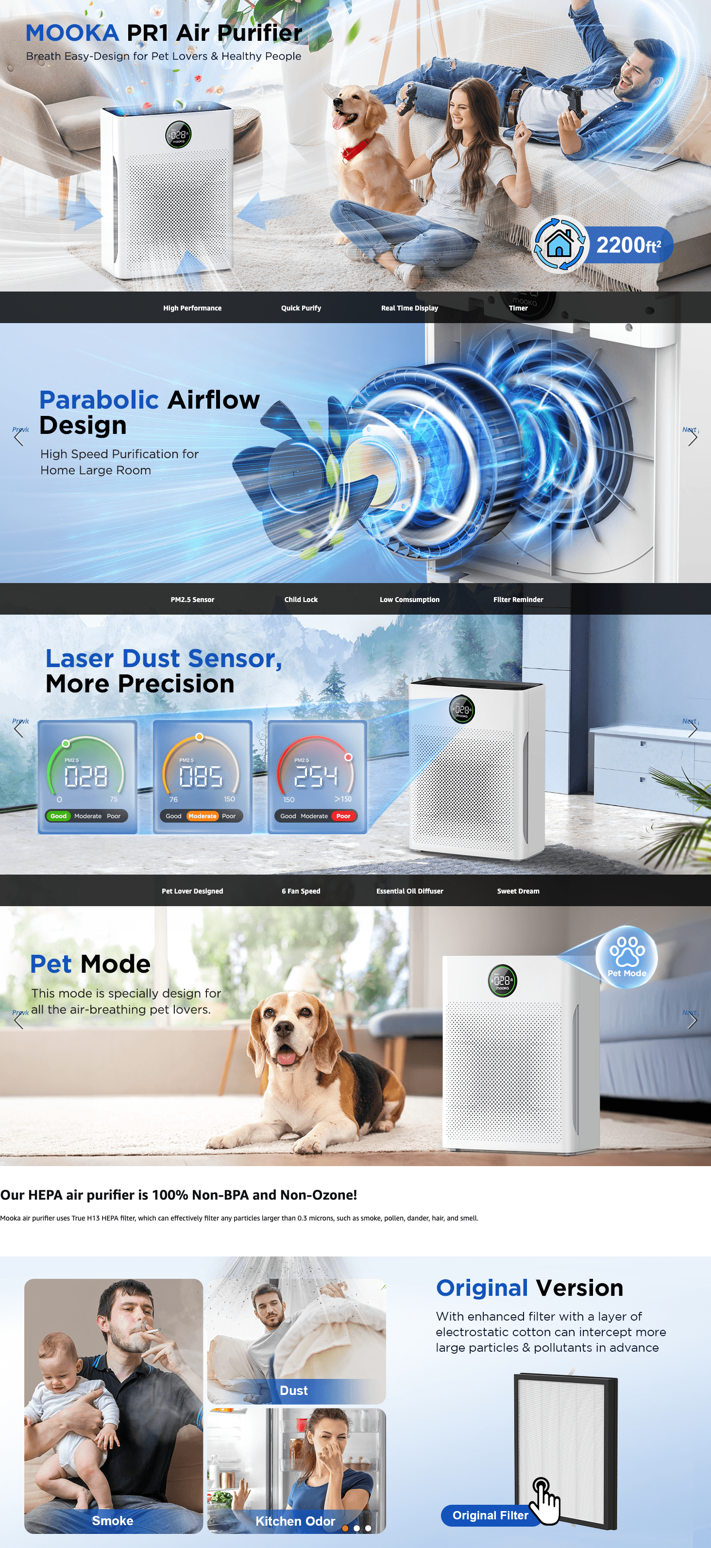 Premium A+ Content for Amazon.com: Air Purifiers for Home Large Room up to 2200sq.ft
