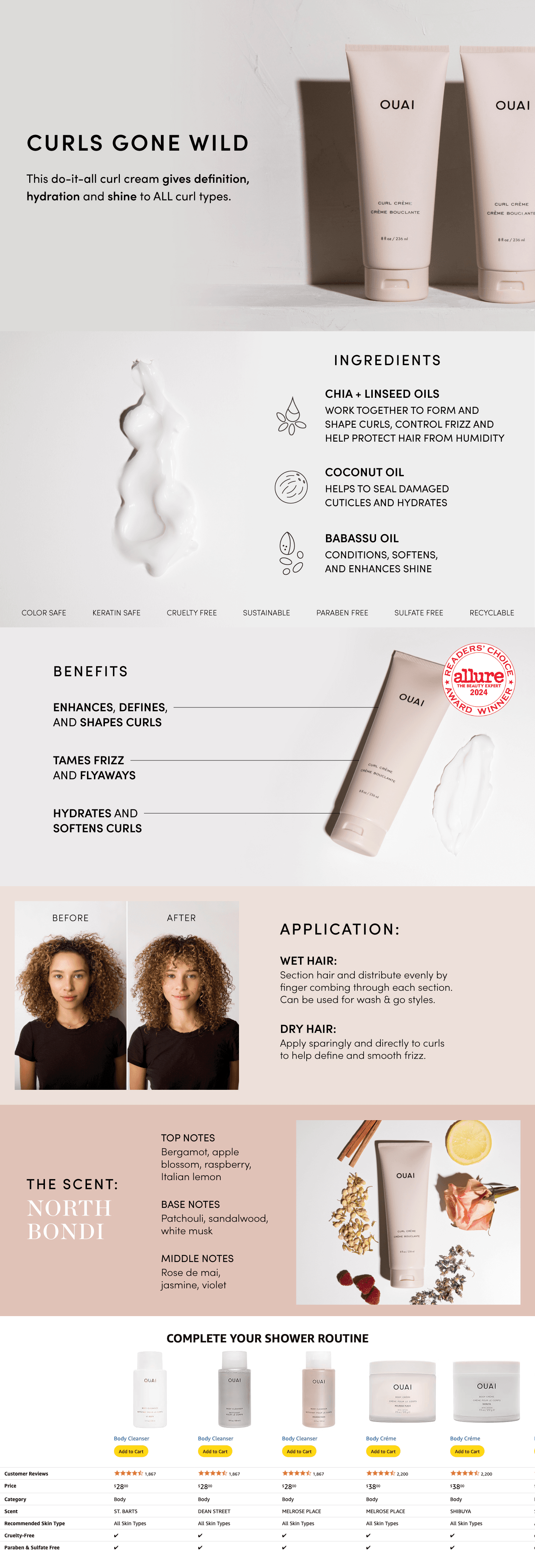 Premium A+ Content for Amazon.com: OUAI Curl Cream