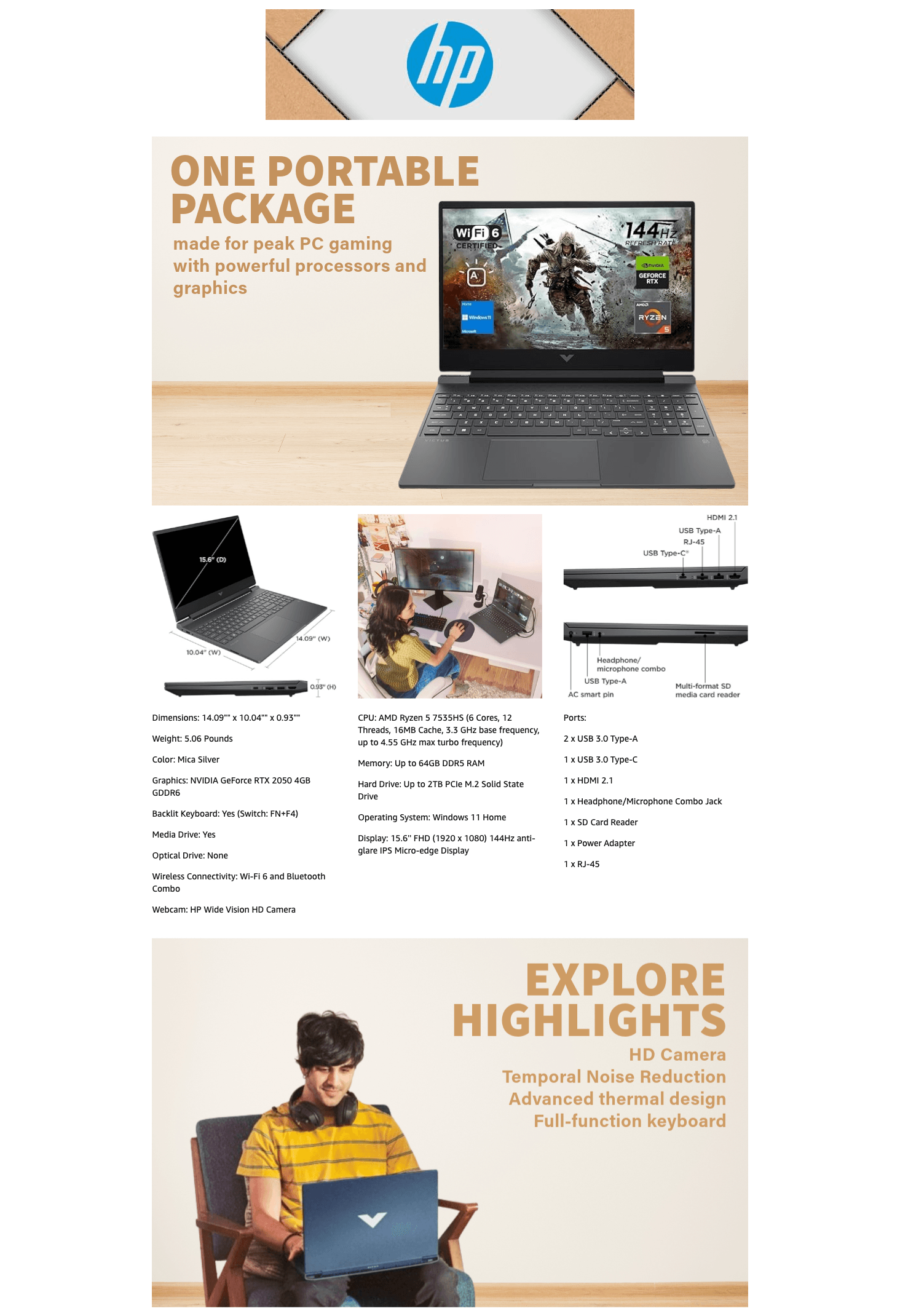 Premium A+ Content for Amazon.com: HP Victus 15 Gaming Laptop