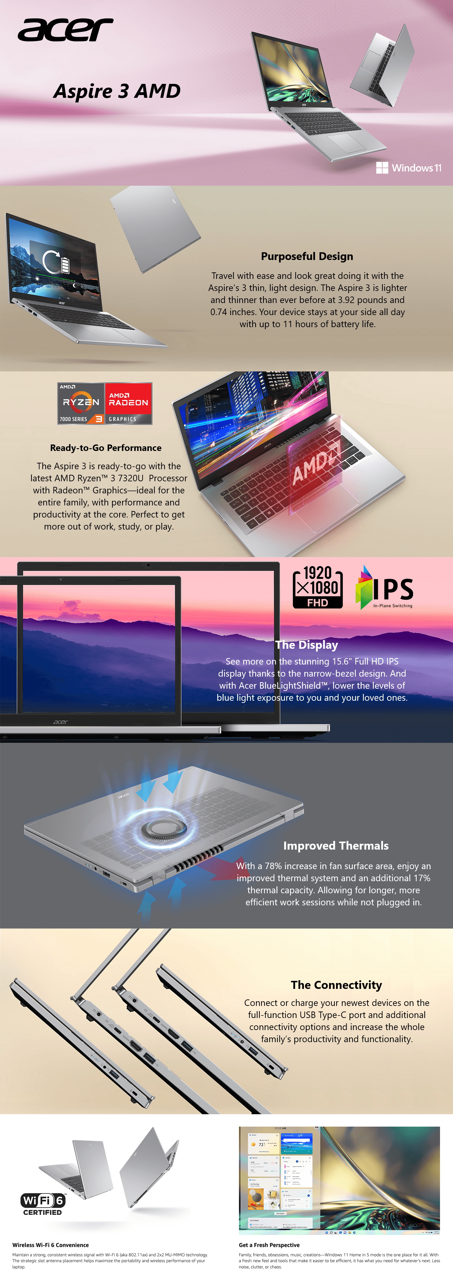 Premium A+ Content for Amazon.com: Acer Aspire 3 A315-24P-R7VH Slim Laptop