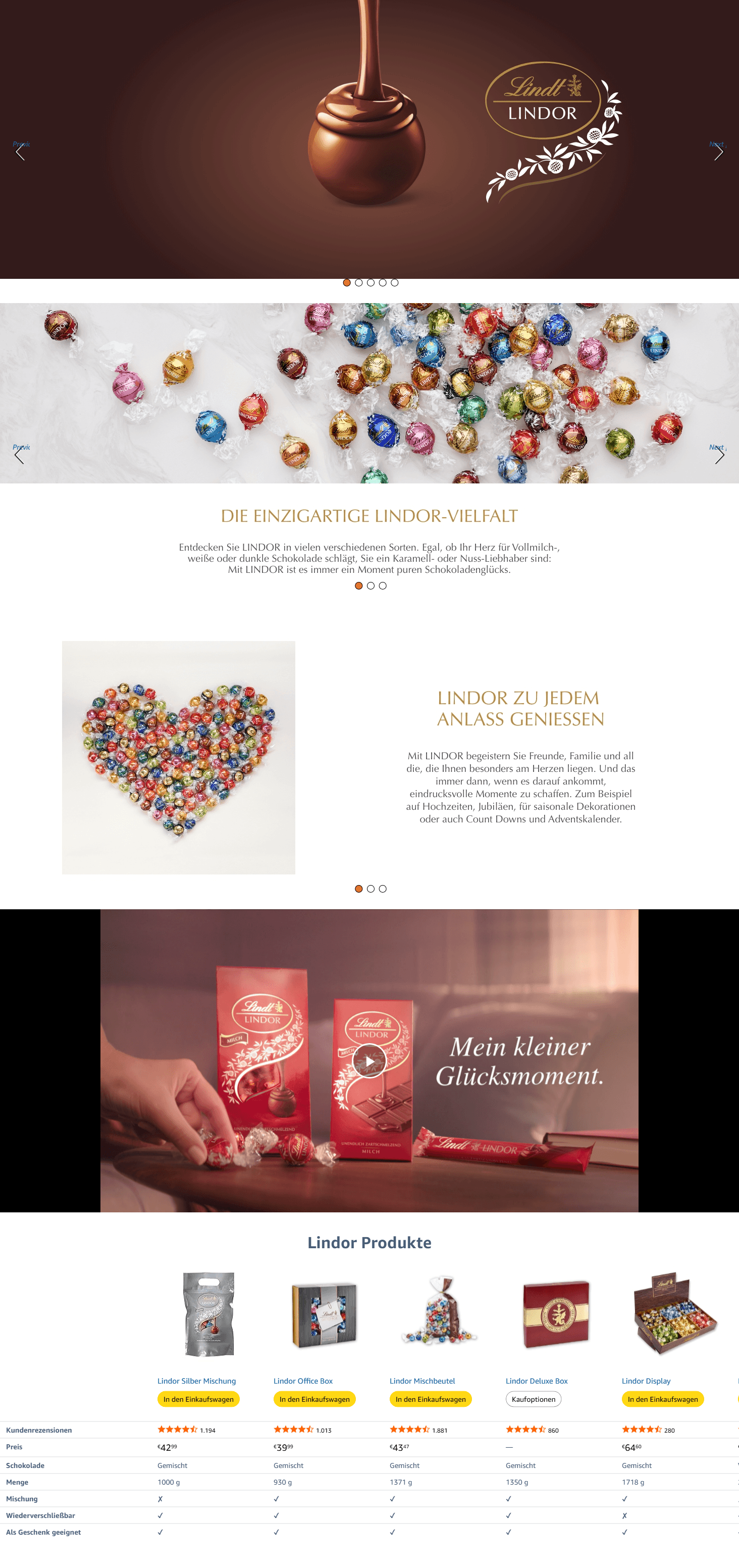 Premium A+ Content for Lindt Schokolade LINDOR Kugeln Mischung