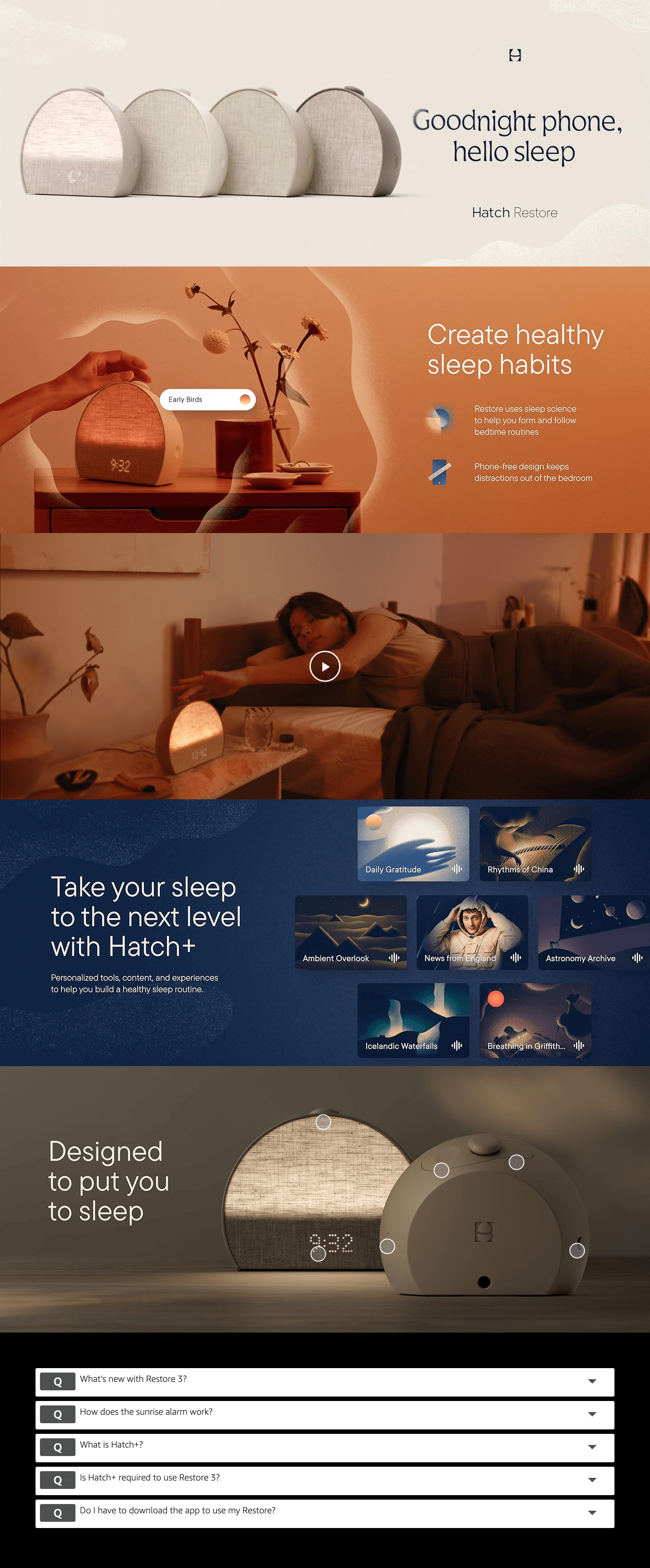 Premium A+ Content for Amazon.com: Hatch Restore 3 Sunrise Alarm Clock