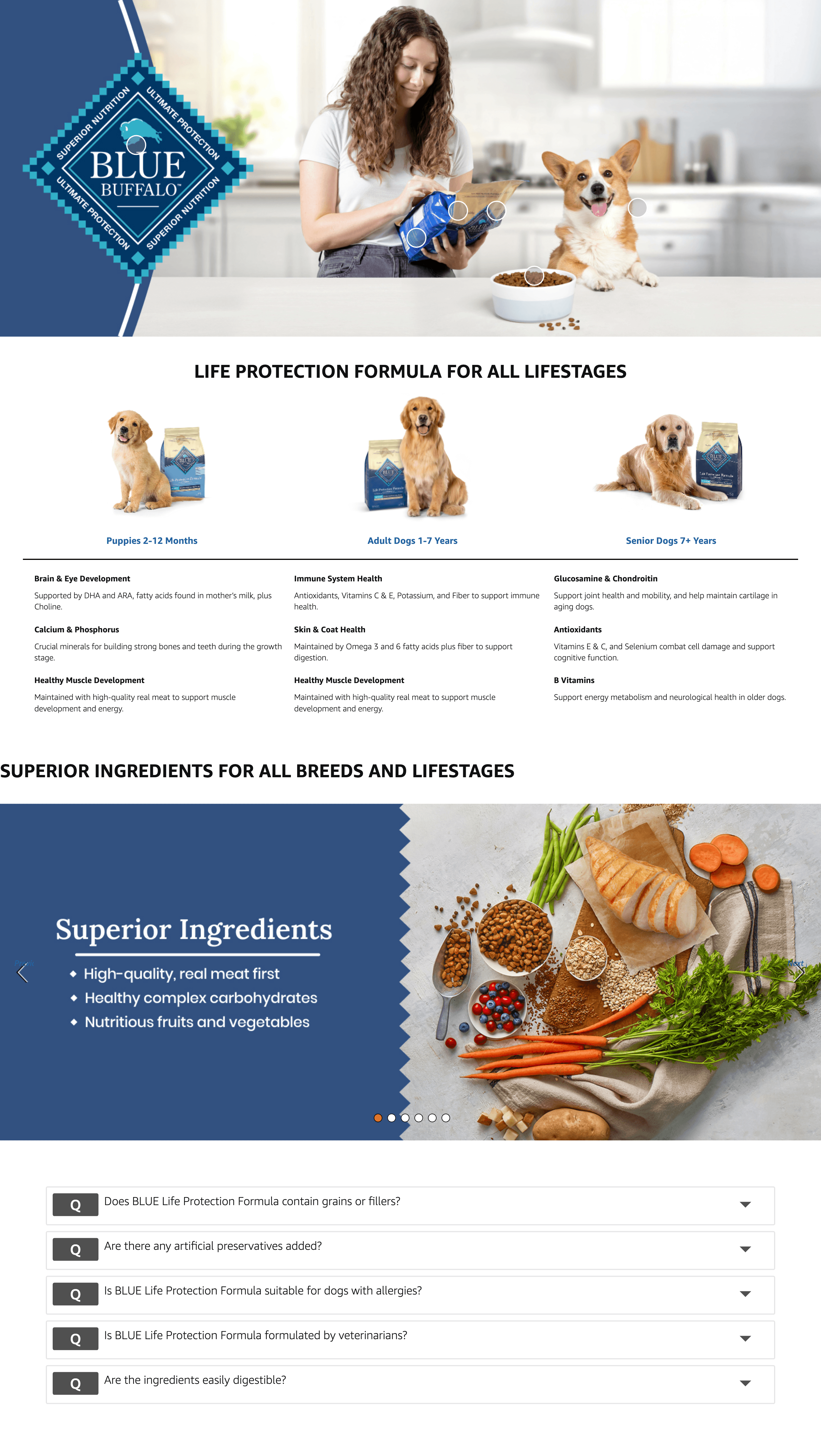 Premium A+ Content for Amazon.com: Blue Buffalo Life Protection Formula Adult Dry Dog Food