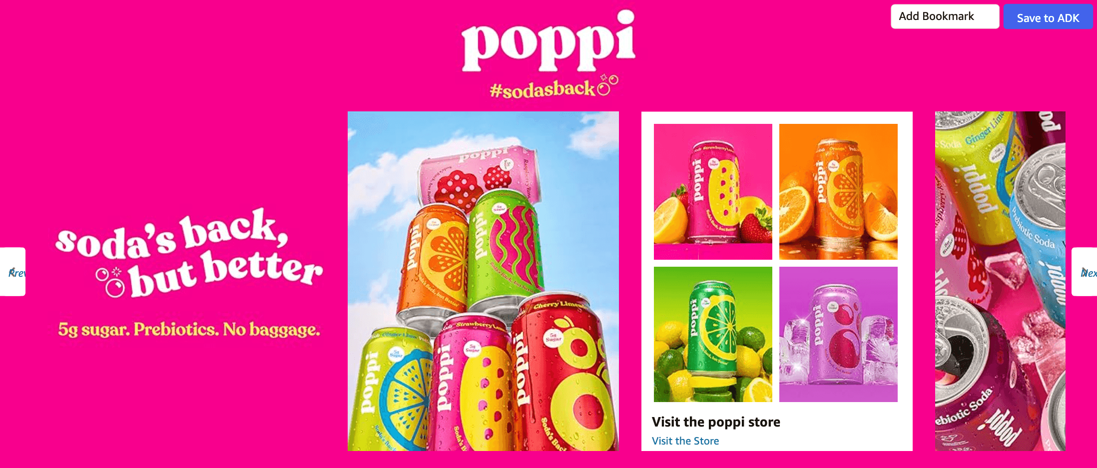 Brand Story for Amazon.com : Poppi Sparkling Prebiotic Soda Beverage with Apple Cider Vinegar