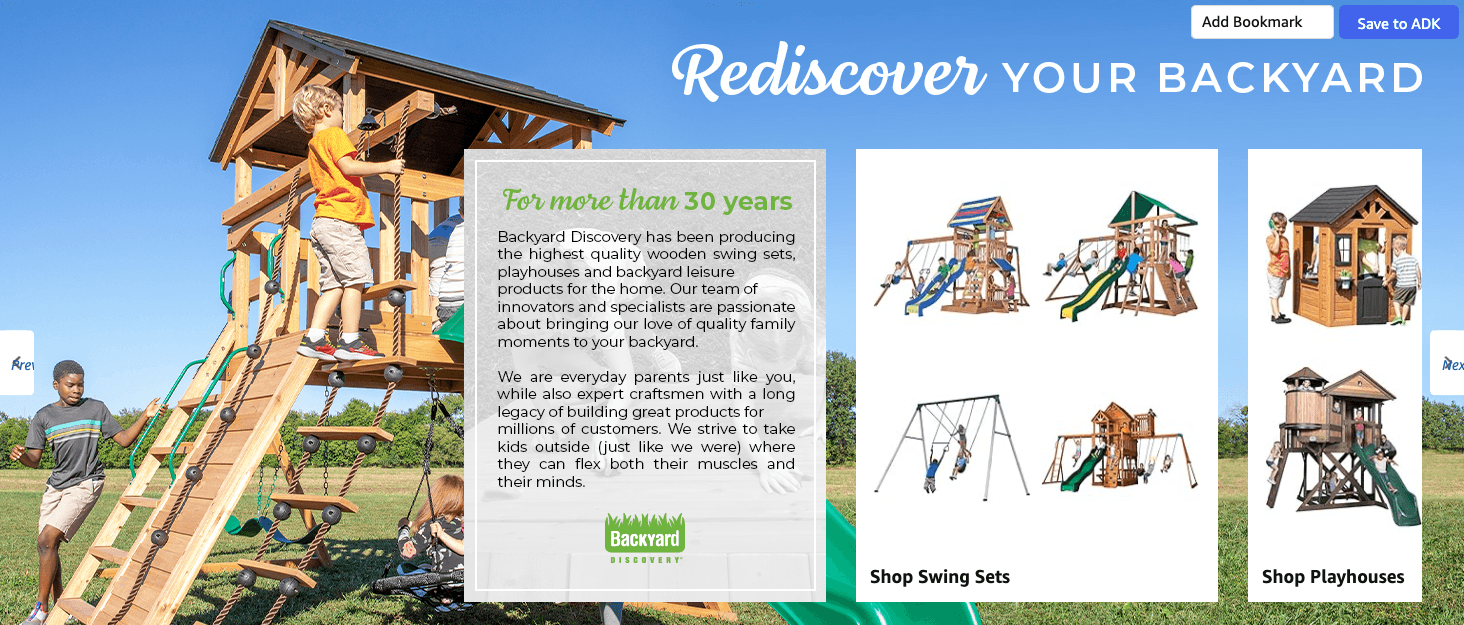 Brand Story for Amazon.com: Backyard Discovery Buckley Hill Cedar Wood Swing Set with Wave Slide