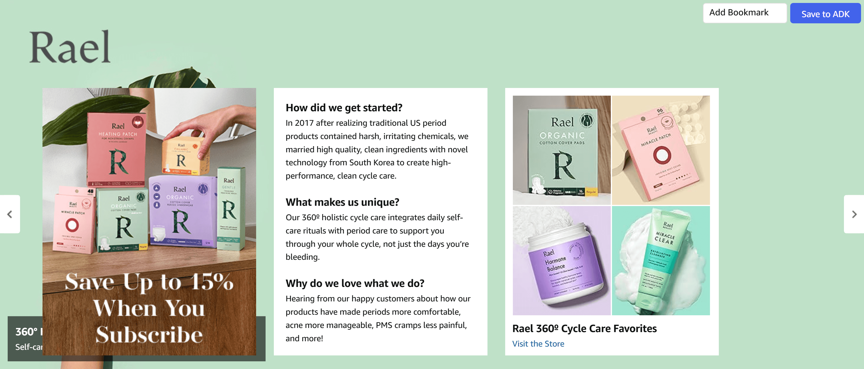 Brand Story for Amazon.com: Rael Incontinence Pads for Women