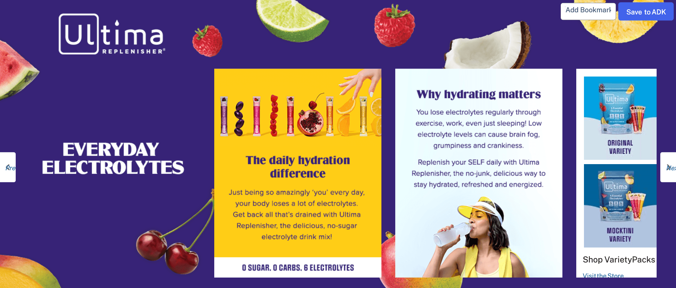 Brand Story for Amazon.com: Ultima Replenisher Daily Electrolyte Powder Drink Mix