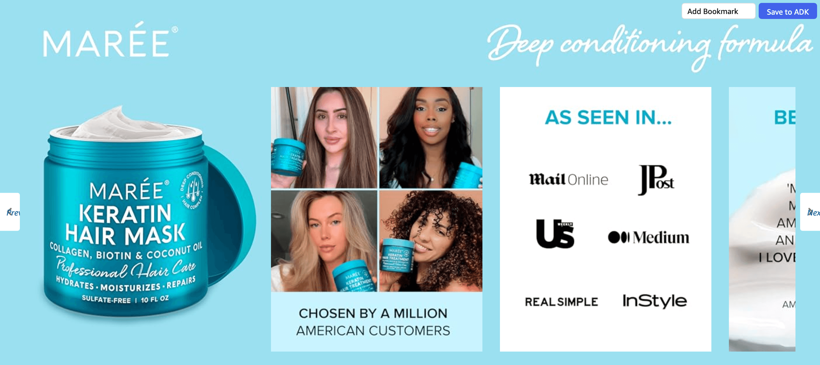 Brand Story for Amazon.com: MAREE Hair Mask for Damaged Hair