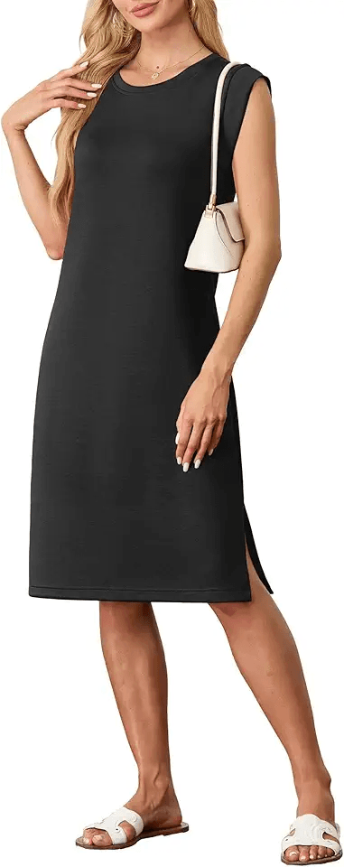 Main Images for GRECERELLE Womens Summer Midi Dress 2025 Casual Crew Neck Shirt Dresses Elegant…