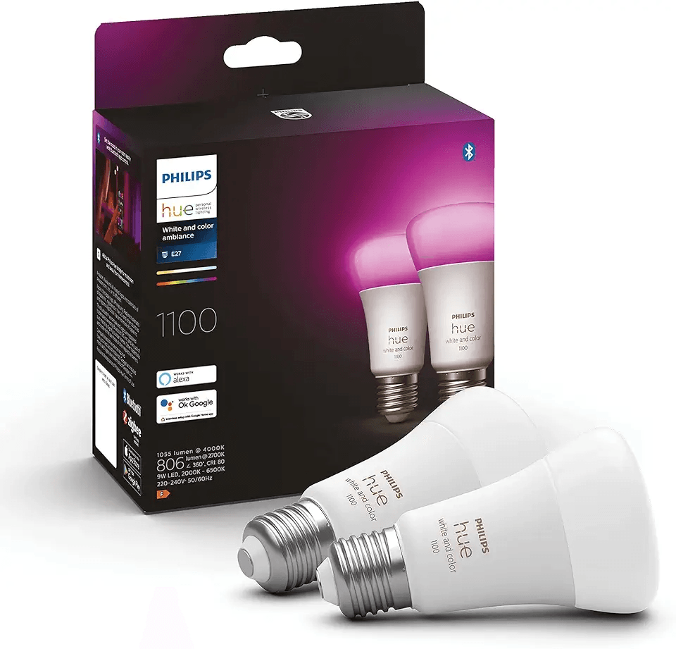 Main Images for Philips Hue White and Colour Ambiance Smart Light Bulb 2 Pack 75W