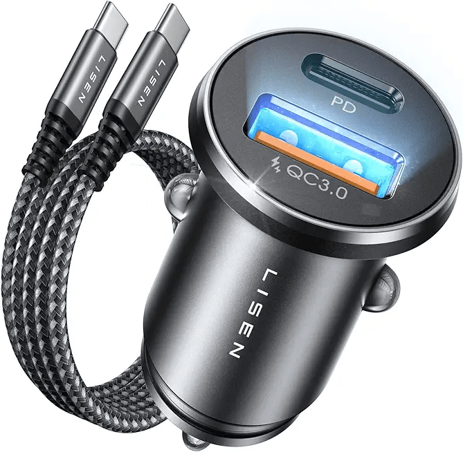 Main Images for LISEN Car Charger Adapter USB C 54W 12V USB Socket [USBC 36W+QC 18W] 60W USB C Cable…