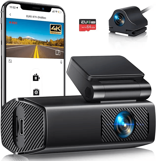 Main Images for EUKI 4K Dash Cam Front and Rear with WiFi