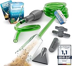 Showcases all components of the aquarium cleaning kit to demonstrate the comprehensive nature of the product.