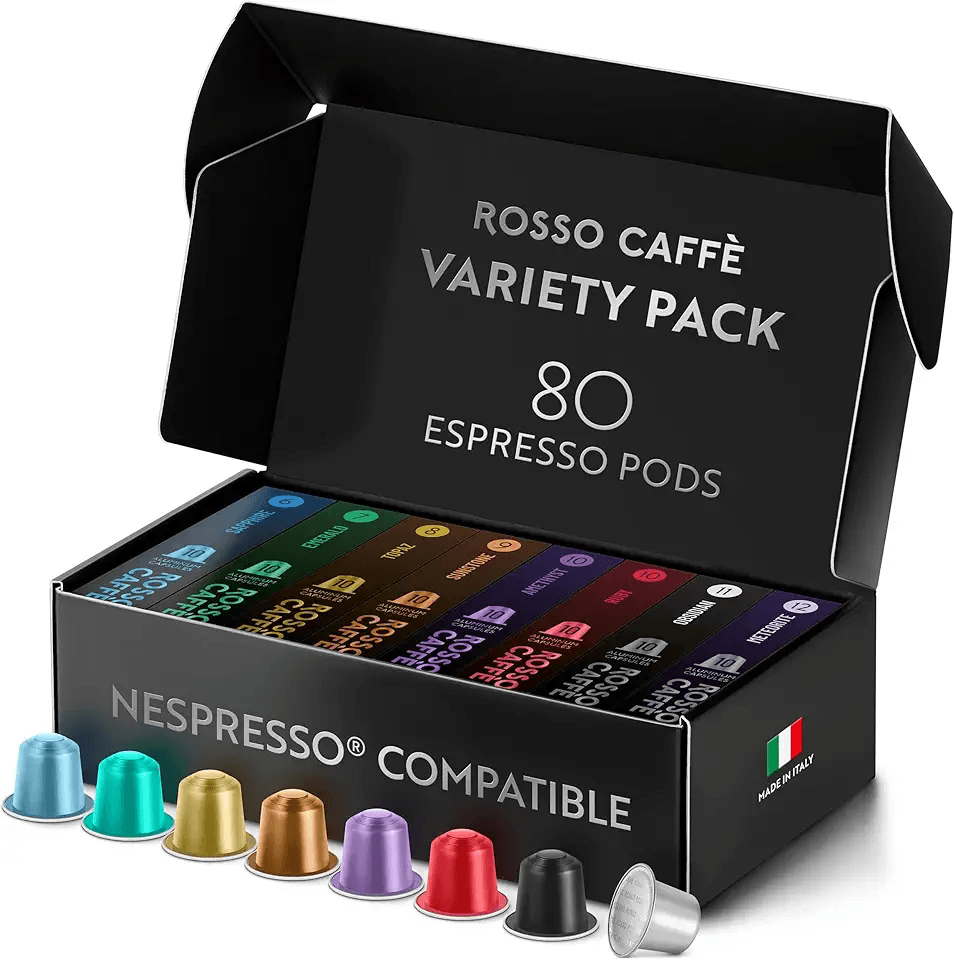 Hero Images for ROSSO CAFFÈ Espresso Coffee Pods for Nespresso Original Machines