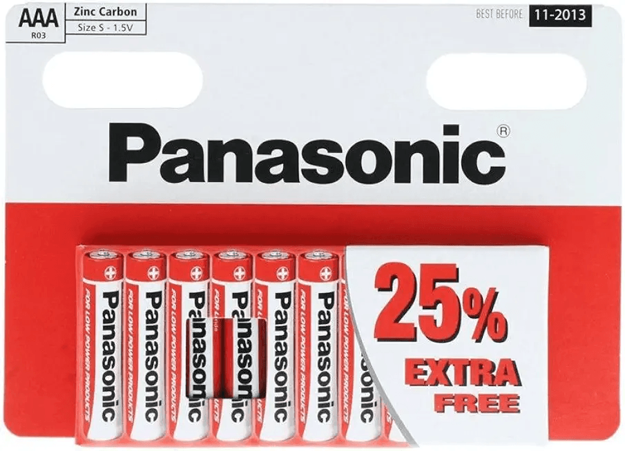 Main Images for Panasonic AAA (1.5v) Zinc Carbon Batteries (also known as UM4