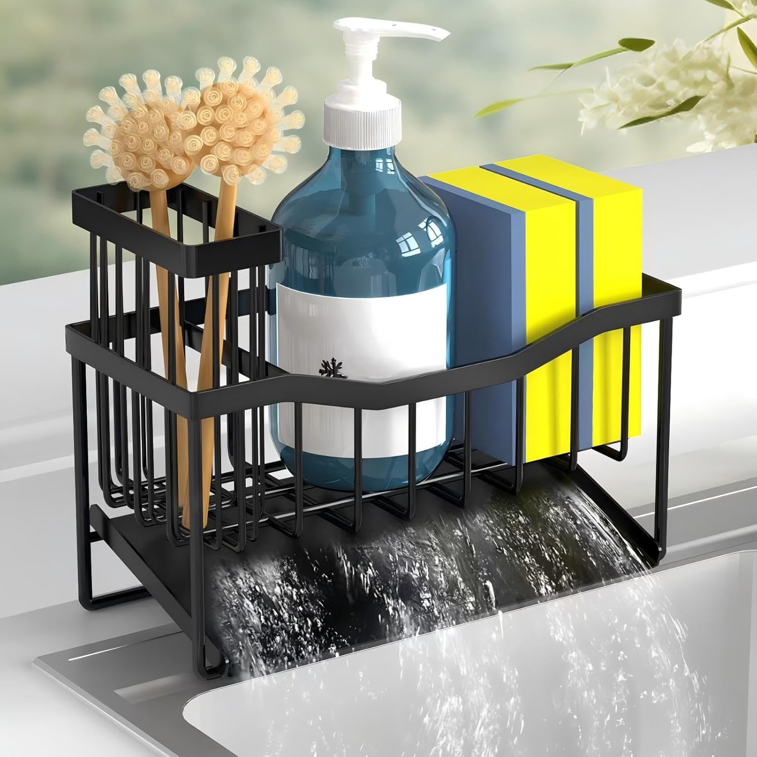 Showcases the product in a realistic bathroom setting to highlight its functionality and design for organizing toiletries.