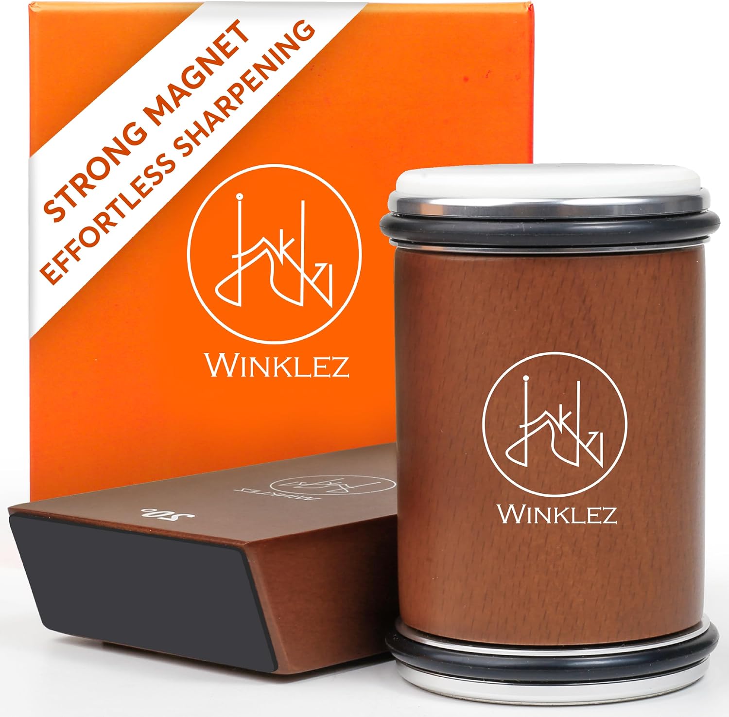 Shows the product alongside its retail packaging to communicate brand identity and what the customer will receive.