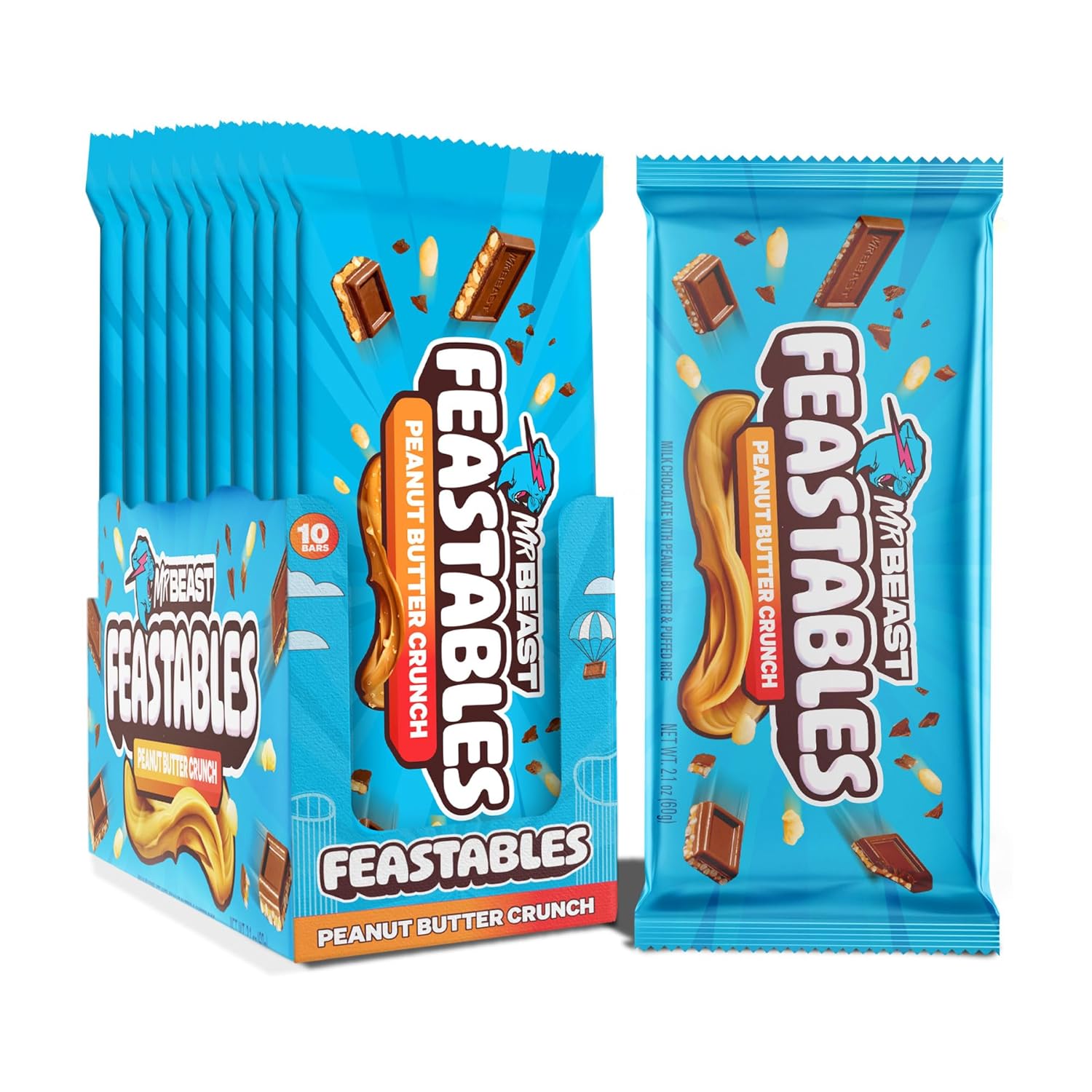 Shows the product's retail packaging and individual wrappers to communicate brand identity and convenience of single-serve portions. Displays multiple packages to showcase product variety and bulk…
