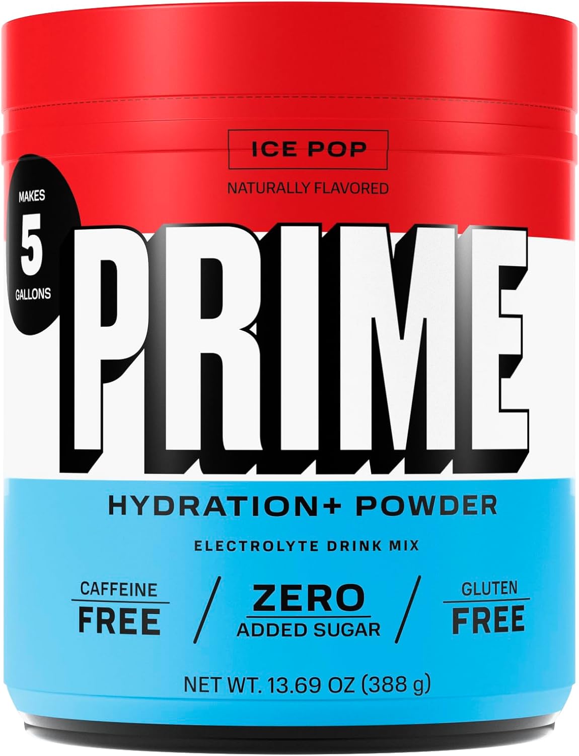Showcases the product container and highlights key features like zero added sugar, caffeine-free, and gluten-free to appeal to health-conscious consumers.