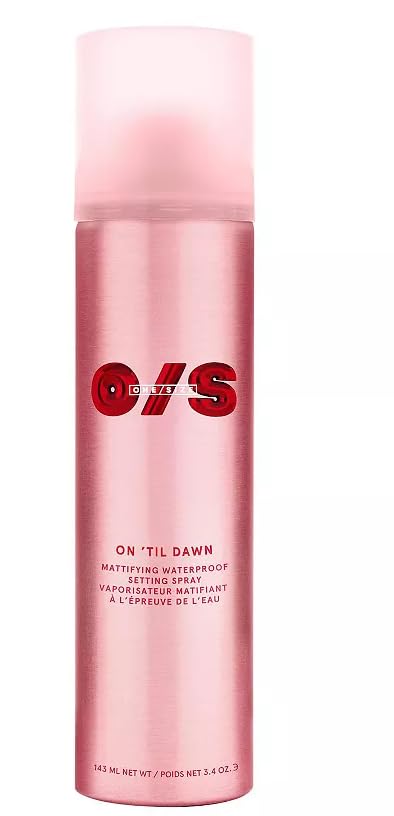 Showcases the product's packaging and branding to clearly identify it as a makeup setting spray.
