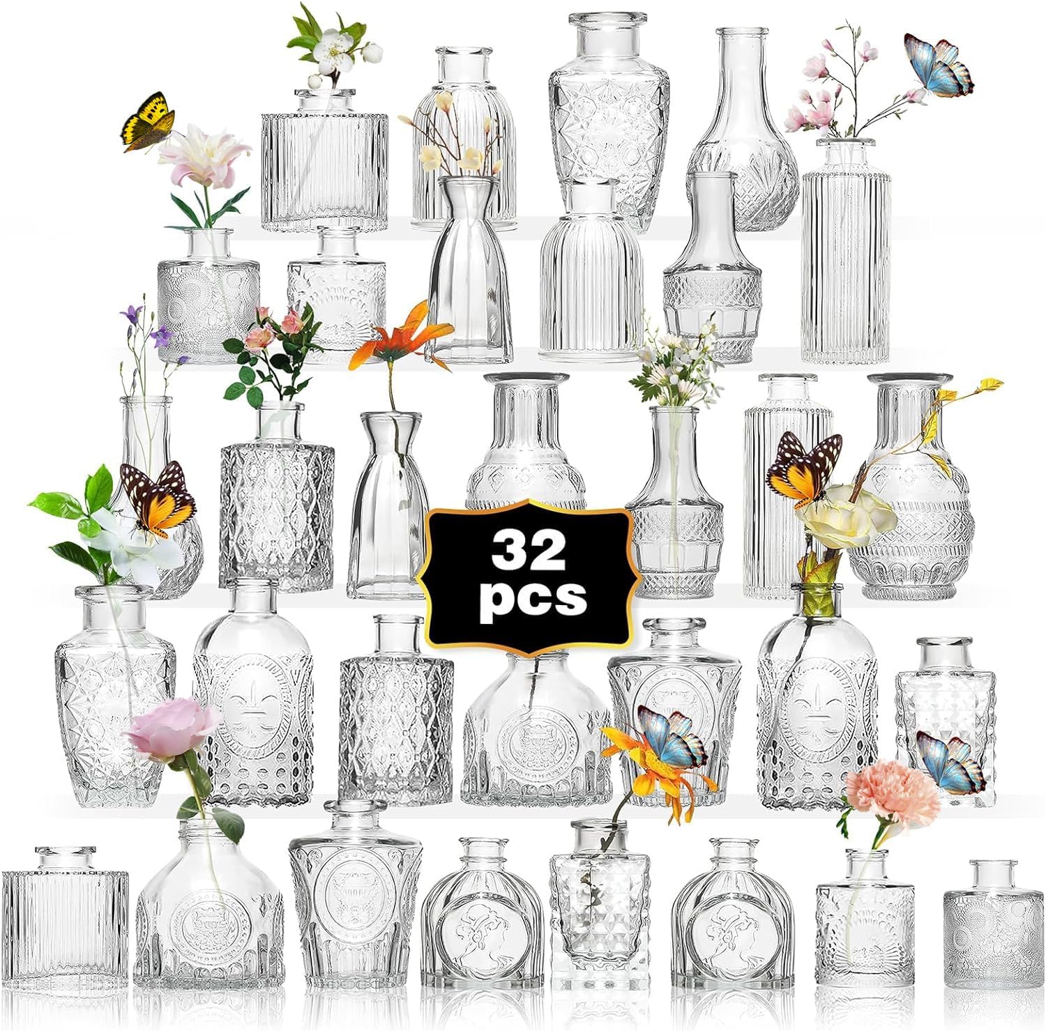 Main Images for Glass Bud Vase Set of 32PCS Wedding Centerpieces for Tables