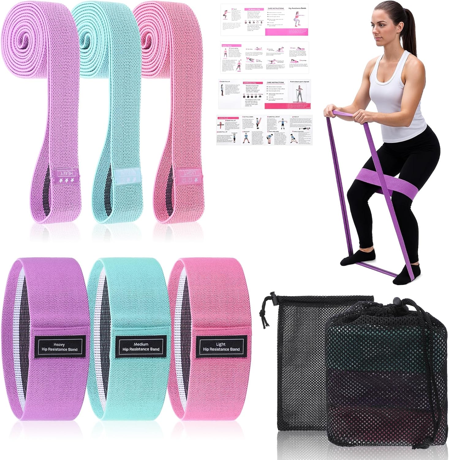 Main Images for 6PCS Fabric Resistance Bands for Legs