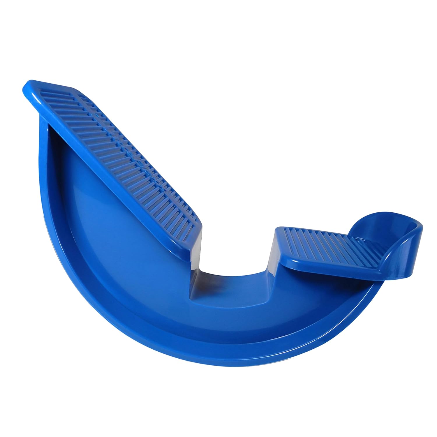 Showcases the unique curved design of the foot rocker product, highlighting its shape and functionality.