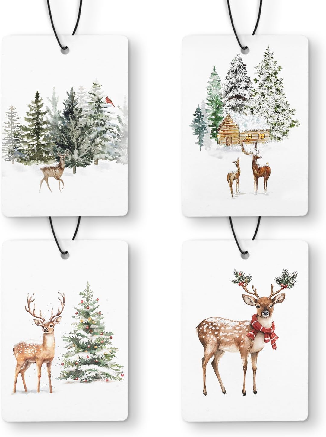 Showcases different winter-themed designs available for purchase, likely as holiday decorations or gift tags.