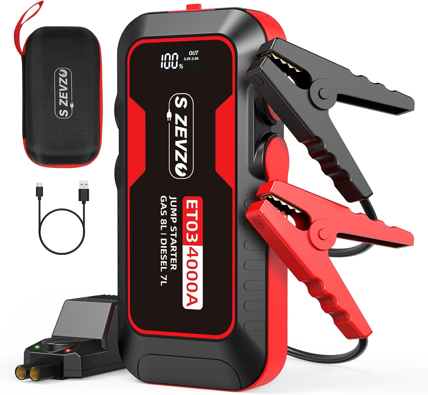 S ZEVZO ET03 Car Jump Starter 4000A Jump Starter Battery Pack for Up to 8.0L…
