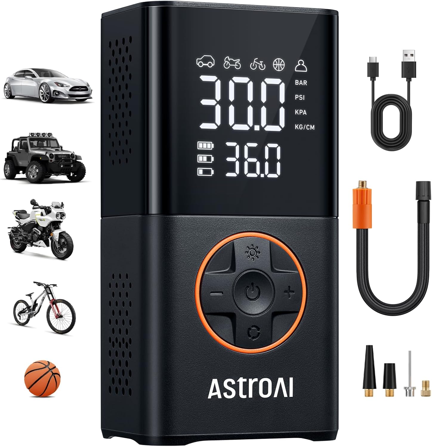 AstroAI L7 Tire Inflator Portable Air Compressor Cordless Mini Bike Pump with…